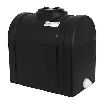 15 Gallon Black Tamco® Loaf Tank with 5-1/2" Lid & 3/4" End Fitting - 19-3/8" L x 12-3/8" W x 21" Hgt.