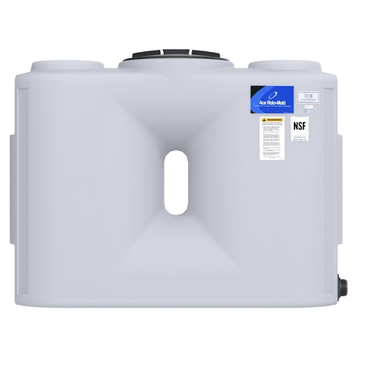 130 Gallon White Flat Bottom Tank with 16" Lid & 2" Fitting - 56" L x 20" W x 43" Hgt.