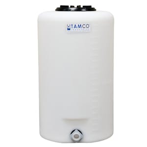 10 Gallon Tamco® Vertical Natural PE Tank with 5-1/2" Vented Lid & 3/4" Fitting - 13" Dia. x 22" Hgt.