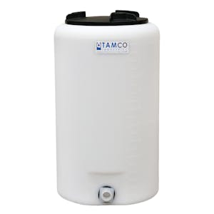 10 Gallon Tamco® Vertical Natural PE Tank with 8" Vented Lid & 3/4" Fitting - 13" Dia. x 22" Hgt.