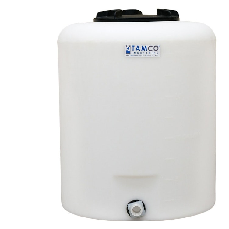 20 Gallon Tamco® Vertical Natural PE Tank with 8" Plain Lid & 3/4" Fitting - 19" Dia. x 23" Hgt.