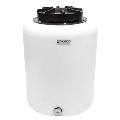 20 Gallon Tamco® Vertical Natural PE Tank with 12-1/2" Lid & 3/4" Fitting - 19" Dia. x 23" Hgt.