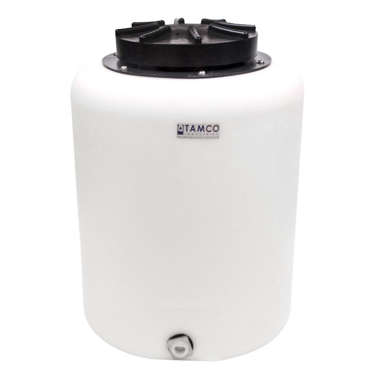 20 Gallon Tamco® Vertical Natural PE Tank with 12-1/2" Lid & 3/4" Fitting - 19" Dia. x 24" Hgt.