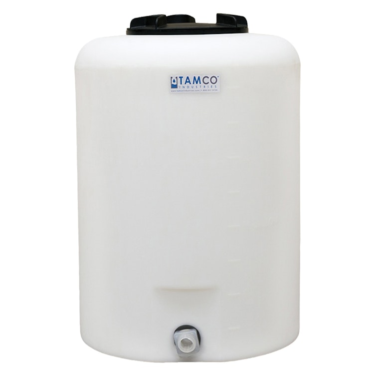 25 Gallon Tamco® Vertical Natural PE Tank with 8" Plain Lid & 3/4" Fitting - 19" Dia. x 27" Hgt.