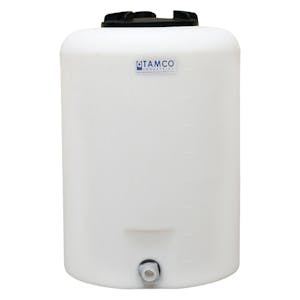 25 Gallon Tamco® Vertical Natural PE Tank with 8" Lid & 3/4" Fitting - 19" Dia. x 27" Hgt.