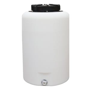 25 Gallon Tamco® Vertical Natural PE Tank with 12-1/2" Plain Lid & 3/4" Fitting - 19" Dia. x 29" Hgt.