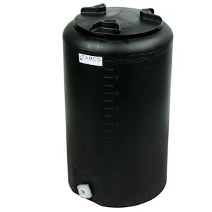 10 Gallon Tamco® Vertical Black PE Tank with 8" Vented Lid & 3/4" Fitting - 13" Dia. x 22" Hgt.