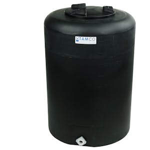 25 Gallon Tamco® Vertical Black PE Tank with 8" Vented Lid & 3/4" Fitting - 19" Dia. x 27" Hgt.
