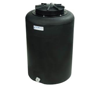 25 Gallon Tamco® Vertical Black PE Tank with 12-1/2" Plain Lid & 3/4" Fitting - 19" Dia. x 29" Hgt.