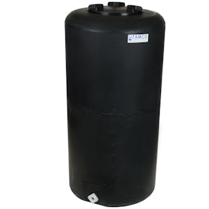 35 Gallon Tamco® Vertical Black PE Tank with 8" Plain Lid & 3/4" Fitting - 19" Dia. x 37" Hgt.