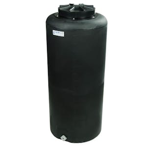 40 Gallon Tamco® Vertical Black PE Tank with 12-1/2" Vented Lid & 3/4" Fitting - 19" Dia. x 43" Hgt.