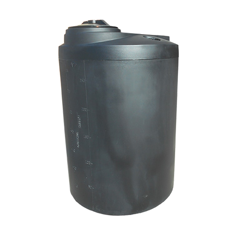 75 Gallon Black MDLPE ProChem® Potable Water Tank (1.0 Specific Gravity) with Bottom Port & 8" Lid - 27" Dia. x 40" Hgt.