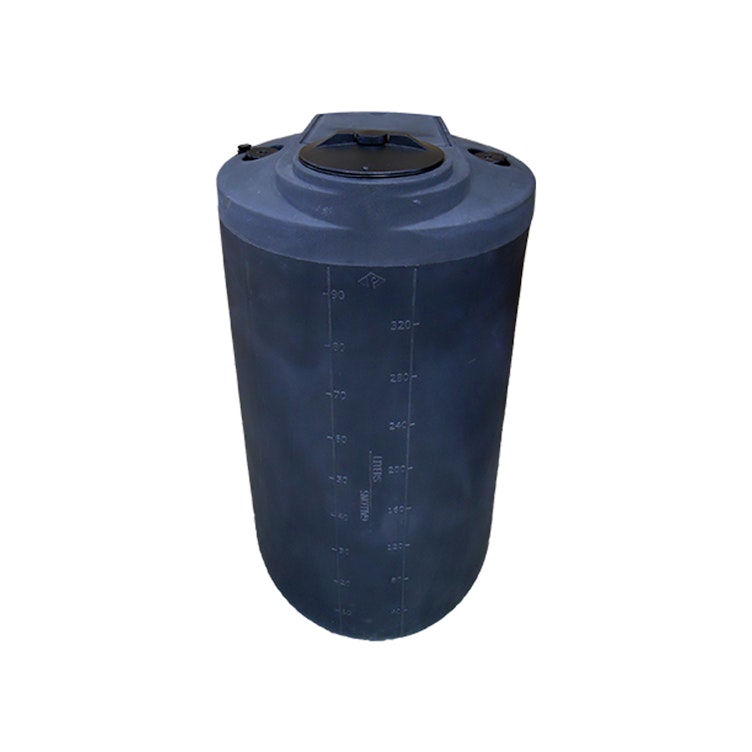 100 Gallon Black MDLPE ProChem® Potable Water Tank (1.0 Specific Gravity) with Top & Bottom Port & 8" Lid - 27" Dia. x 47-3/4" Hgt.