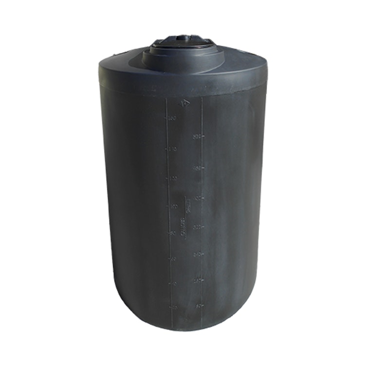 175 Gallon Black MDLPE ProChem® Potable Water Tank (1.0 Specific Gravity) with Top & Bottom Port & 8" Lid - 34" Dia. x 55" Hgt.