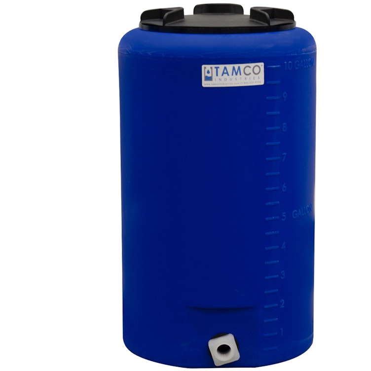 10 Gallon Tamco® Vertical Blue PE Tank with 8" Vented Lid & 3/4" Fitting - 13" Dia. x 22" Hgt.