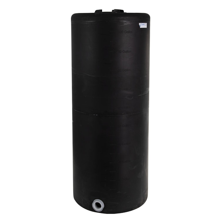 105 Gallon Tamco® Vertical Black PE Tank with 8" Plain Lid & 2" Fitting - 24" Dia. x 60" Hgt.