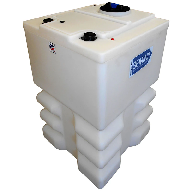 120 Gallon Natural LLDPE Square Gemini² Dual Containment® Tank (1.5 Specific Gravity) with 8" Twist Lid & Ribbed Bottom - 32" L x 32" W x 50" Hgt.
