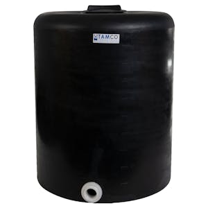100 Gallon Tamco® Vertical Black PE Tank with 8" Vented Lid & 2" Fitting - 30" Dia. x 36" Hgt.
