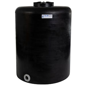 100 Gallon Tamco® Vertical Black PE Tank with 12-1/2" Plain Lid & 2" Fitting - 30" Dia. x 39" Hgt.
