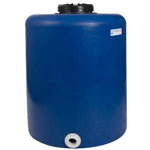 100 Gallon Tamco® Vertical Blue PE Tank with 12-1/2" Vented Lid & 2" Fitting - 30" Dia. x 39" Hgt.