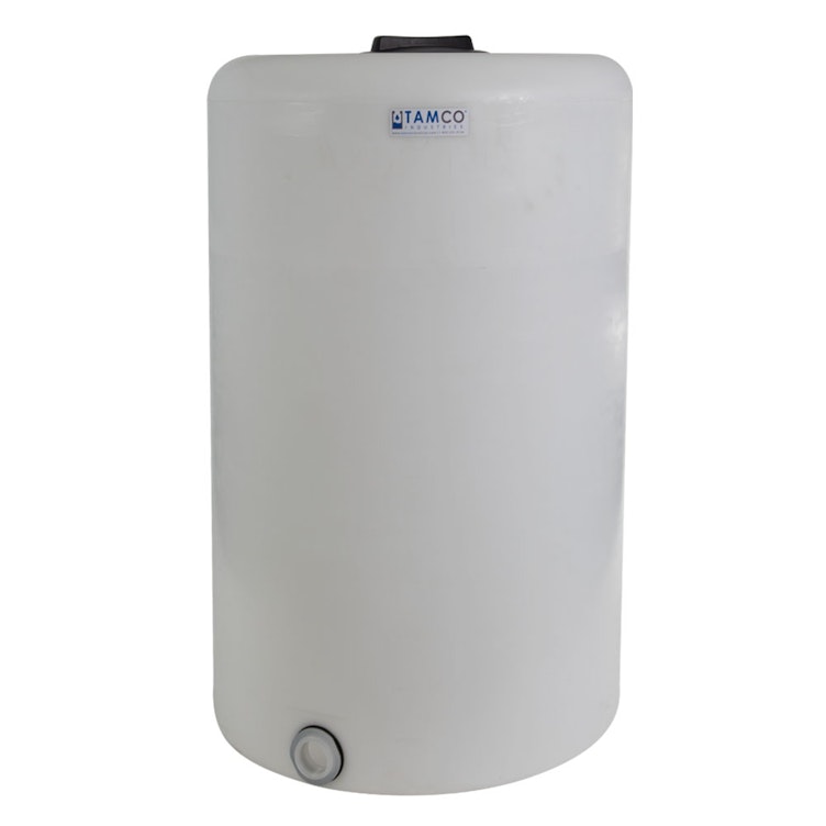 130 Gallon Tamco® Vertical Natural PE Tank with 8" Plain Lid & 2" Fitting - 30" Dia. x 47" Hgt.