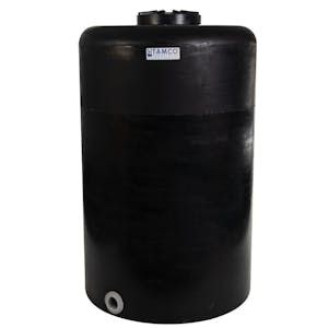 130 Gallon Tamco® Vertical Black PE Tank with 12-1/2" Vented Lid & 2" Fitting - 30" Dia. x 49" Hgt.