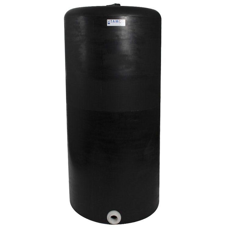 175 Gallon Tamco® Vertical Black PE Tank with 8" Lid & 2" Fitting - 30" Dia. x 63" Hgt.