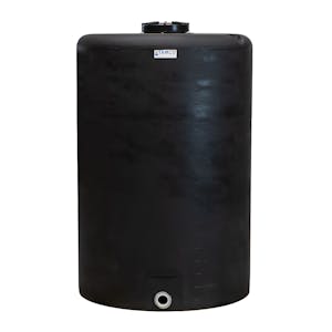 300 Gallon Tamco® Vertical Black PE Tank with 12-1/2" Plain Lid & 2" Fitting - 40" Dia. x 63" Hgt.