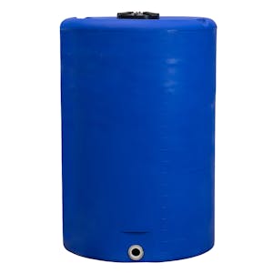 300 Gallon Tamco® Vertical Blue PE Tank with 12-1/2" Vented Lid & 2" Fitting - 40" Dia. x 63" Hgt.