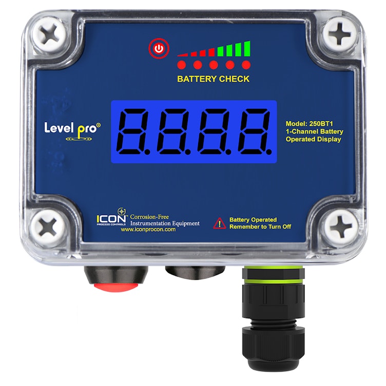 ITC-250B Series Battery Powered Level Display with Rechargeable Sensor (Sensor + Relay)