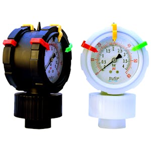 PVC OB2-2VU Series Double-sided Pressure Gauge with Isolator & 0-100 psi Range
