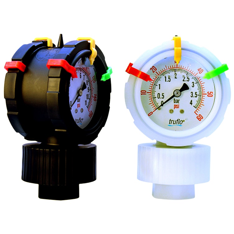 PVC OB2-2VU Series Double-sided Pressure Gauge with Isolator & 0-160 psi Range