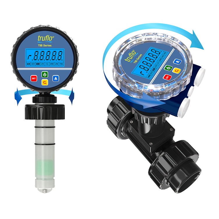 1/2" to 4" Pipe Size PVDF TIB Series Battery-Operated Insertion Paddle Wheel Flow Meter