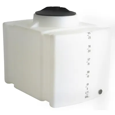 26 Gallon White Flat Bottom Tank with 8" Lid & 3/4" Fitting - 25" L x 18" W x 19" Hgt.