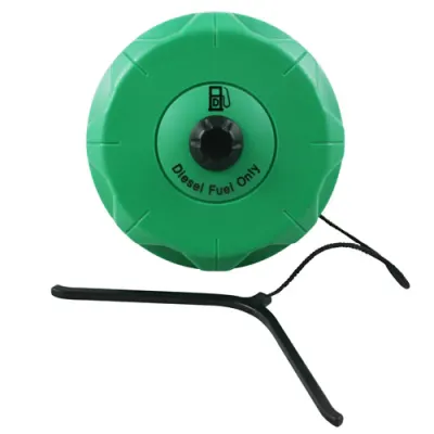 3.5" Neck Dia. Top Vented Green Nylon Threaded Diesel Fuel Tank Cap with 8" Tether