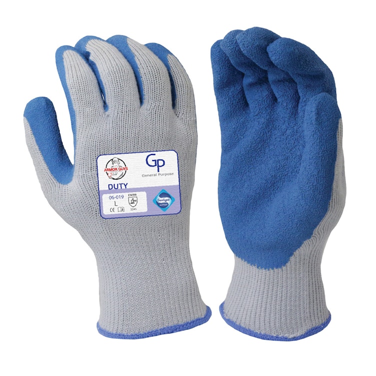 Large Gray Cotton & Latex General Purpose Gloves