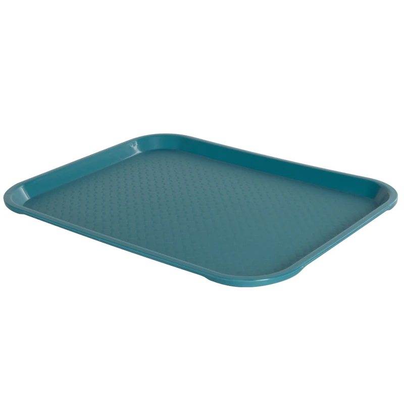 Teal Polypropylene Food Tray - 13-13/16" L x 10-11/16" W x 1" Hgt.