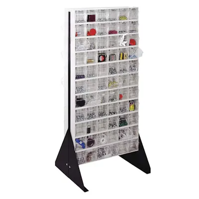 Double Sided White Tip Out Unit with 132 Bin Sets 2-5/8"L x 3-1/2 W x 3-3/4 H