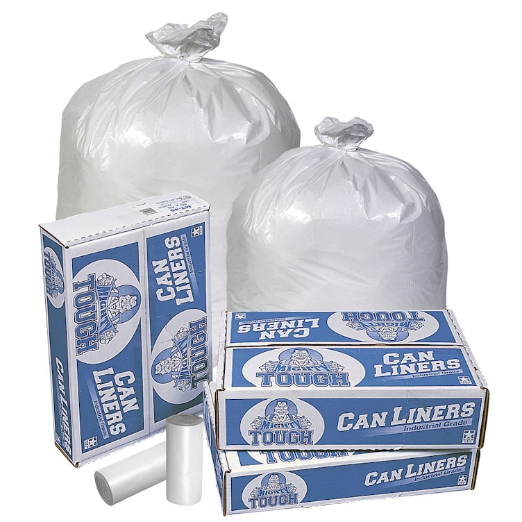 33 Gallon White LDPE Trash Can Liners