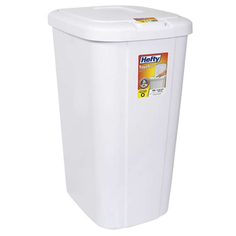  Hefty Touch-Lid 13.3-Gallon Trash Can, Black, Holds