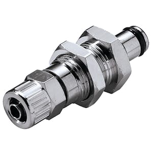1/4" Ferruleless PTF MC Series Chrome Plated Brass Panel Mount Insert - Straight Thru (Body Sold Separately)
