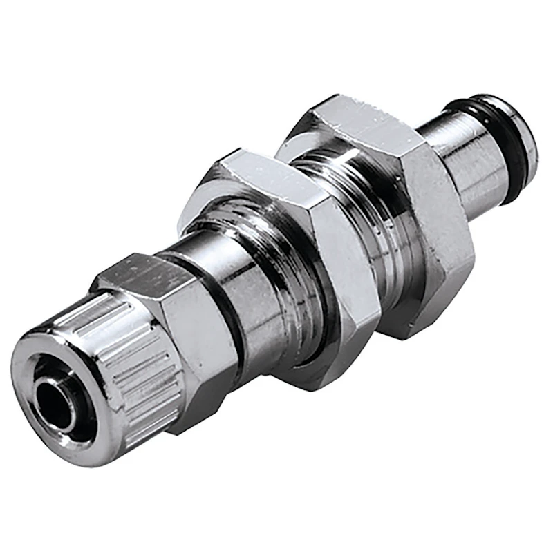1/4" Ferruleless PTF MC Series Chrome-Plated Brass Panel Mount Insert - Straight Thru (Body Sold Separately)
