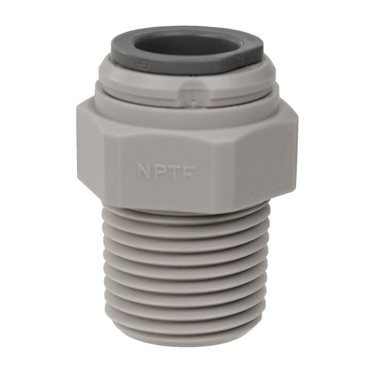 3/8" Tube OD x 1/4"  MNPTF Super Speedfit® Gray Acetal Male Pipe Connector