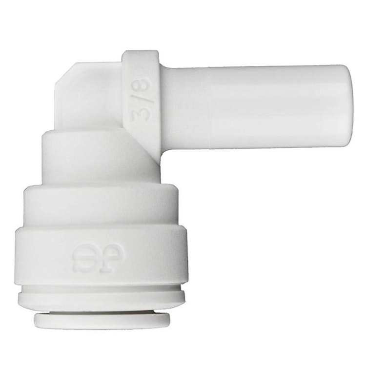 3/8" Stem OD x 1/4" Tube OD White Polypropylene Plug-In Elbow