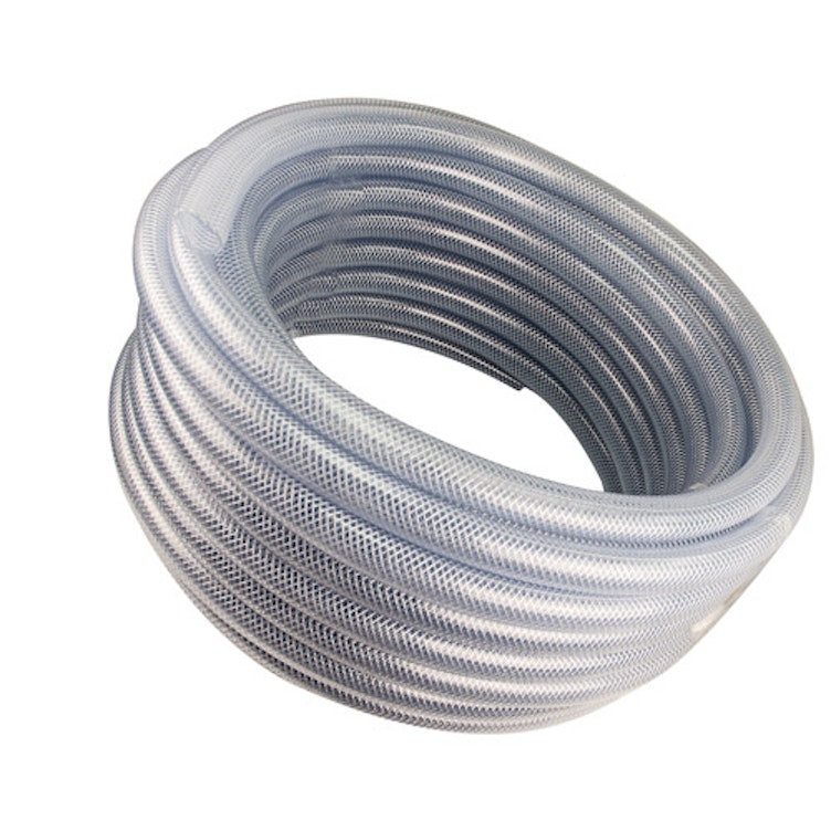 1-1/2" ID x 2.00" OD Heavy Wall Reinforced Clear PVC Hose with Polyester Braid