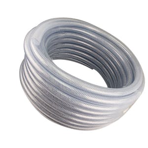 5/16" ID x 0.531" OD Reinforced Clear PVC Hose with Polyester Braid