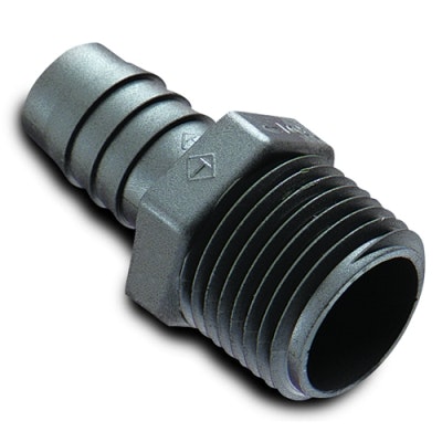 Black HDPE Threaded x Hose Barb Adapters
