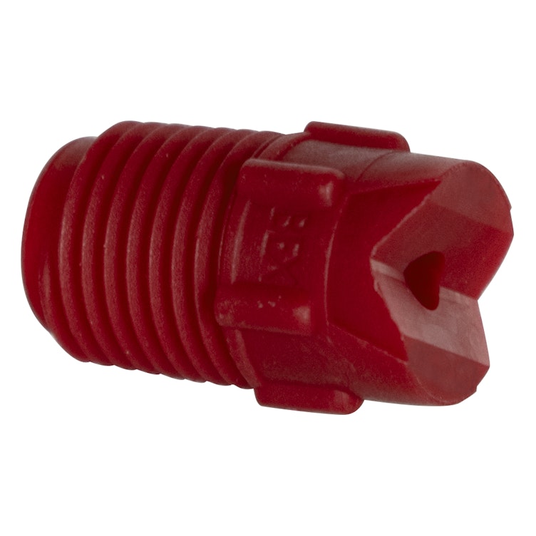 25° Red PVDF Bex® F Series 1/4" MNPT Spray Nozzle - Size 30