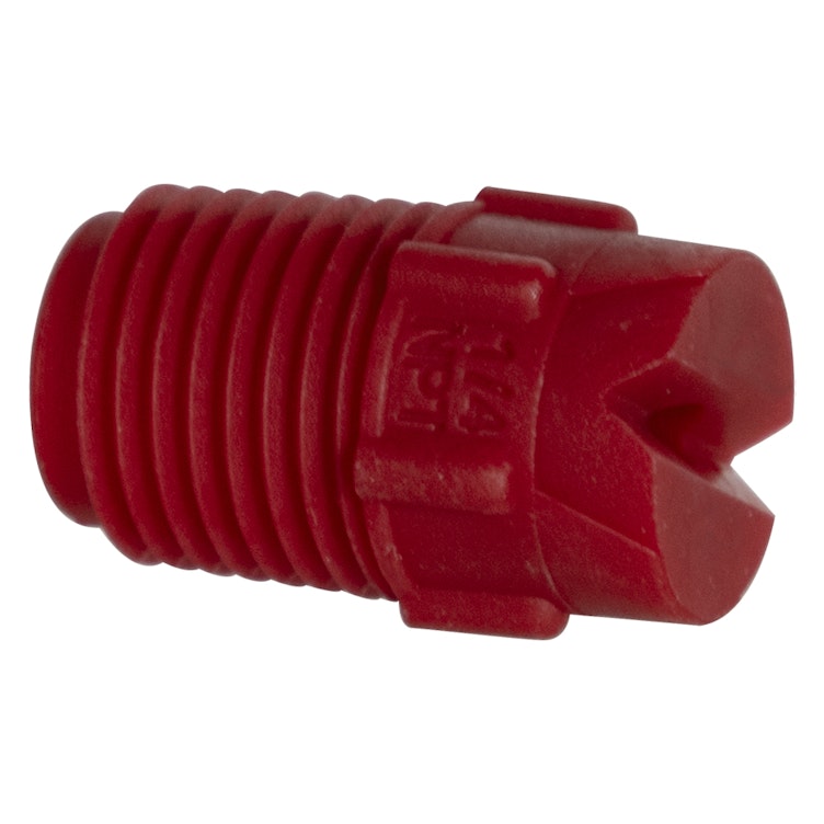 50° Red PVDF Bex® F Series 1/4" MNPT Spray Nozzle - Size 20