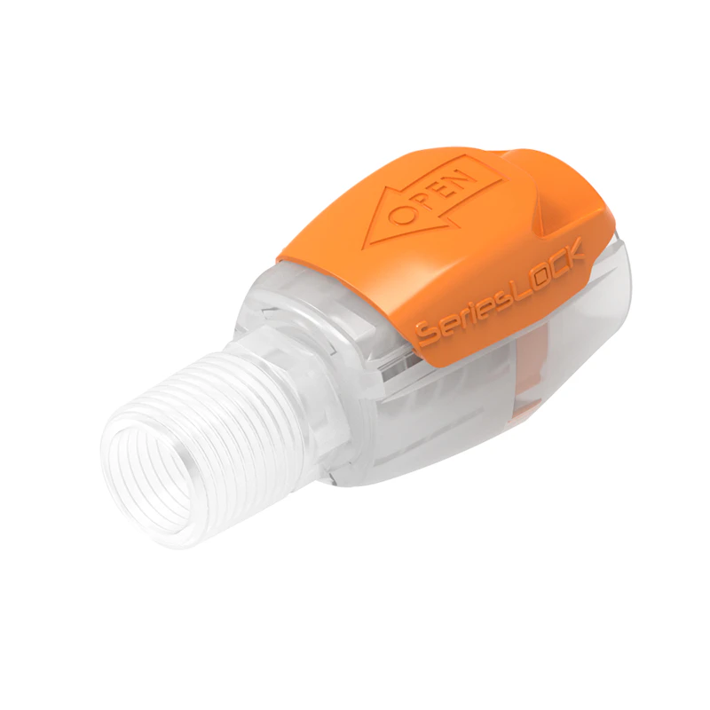 1/2" NPT x 1/2" Tubing Equivalent Natural Polypropylene Female SeriesLock™ Valved Coupling - Large